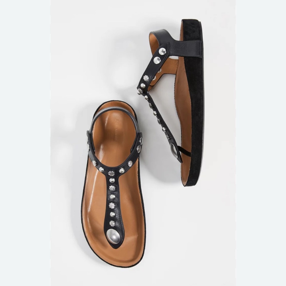 Isabel Marant Enore Bucked Sandals Black Studded Size 7